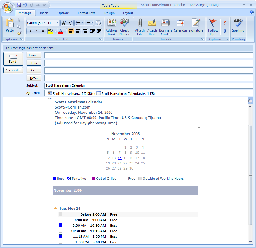 Best Outlook 2007 Improvement Include Calendar Scott Hanselman's Blog